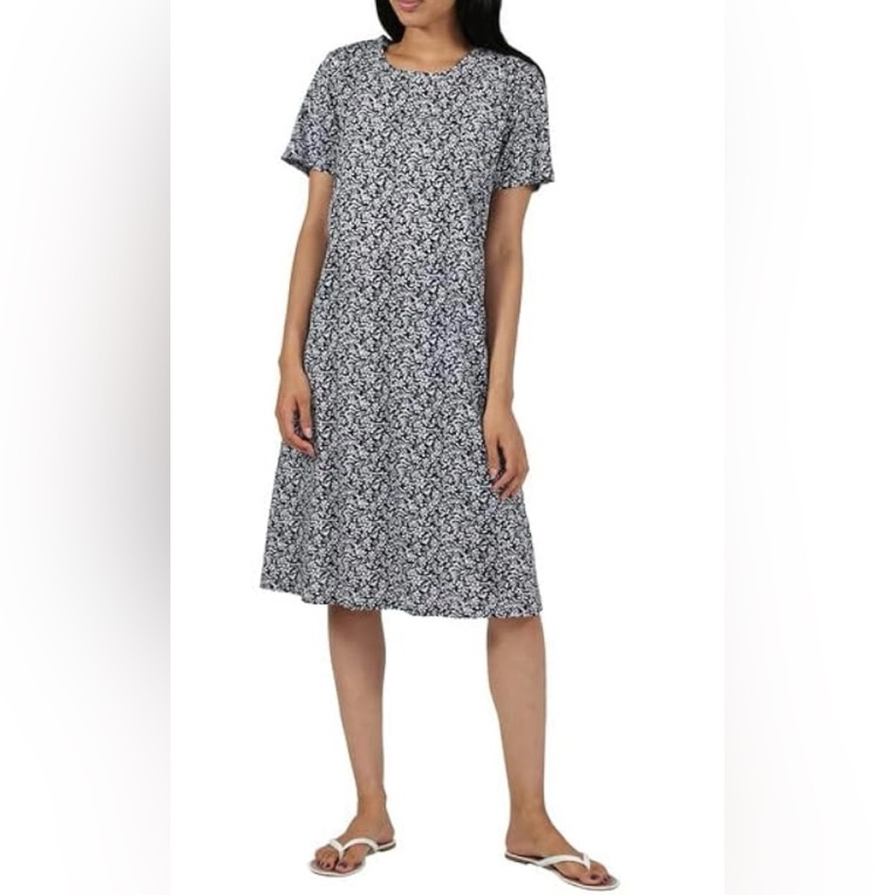 La Cera Navy Floral Short Sleeve Dress Size Large